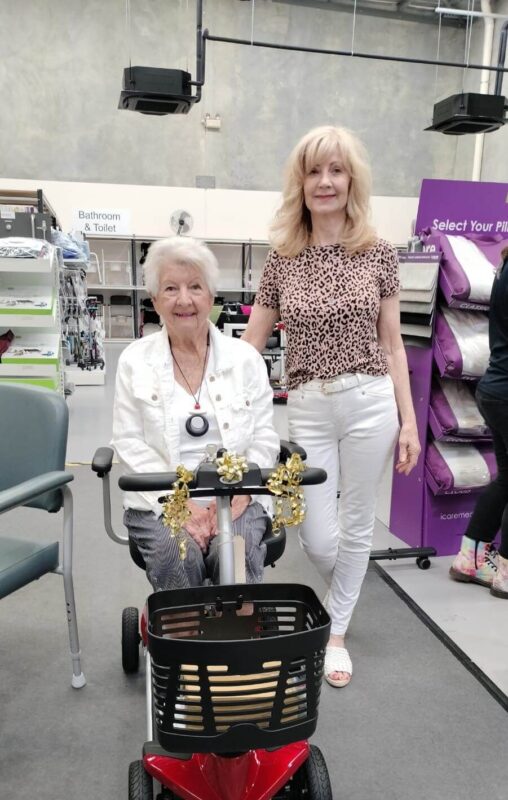 Shirley and her new Aspire mobility scooter